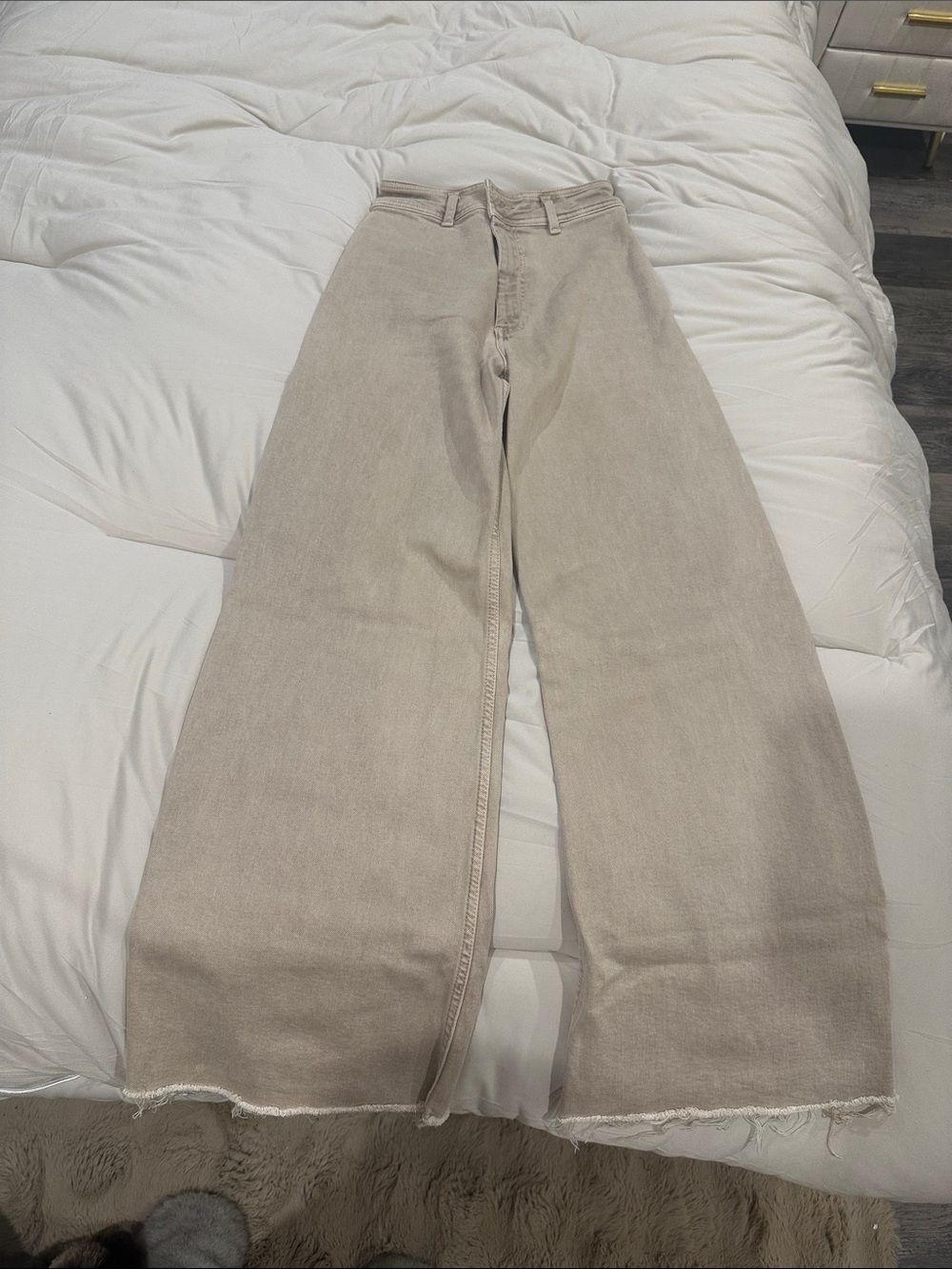 Zara High-Rise Wide Leg Jeans in Beige